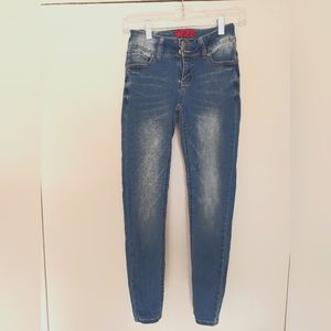 Size zero Wax Jeans Butt I love you skinny light blue jeans style #90082